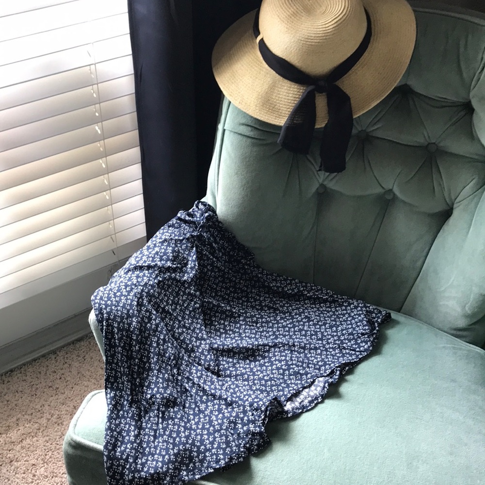 Brandy Melville navy floral wrap mini skirt